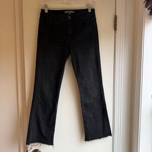 ELLIOTT LAUREN Womens Black Cropped Flare Jeans Raw Hem Size 2